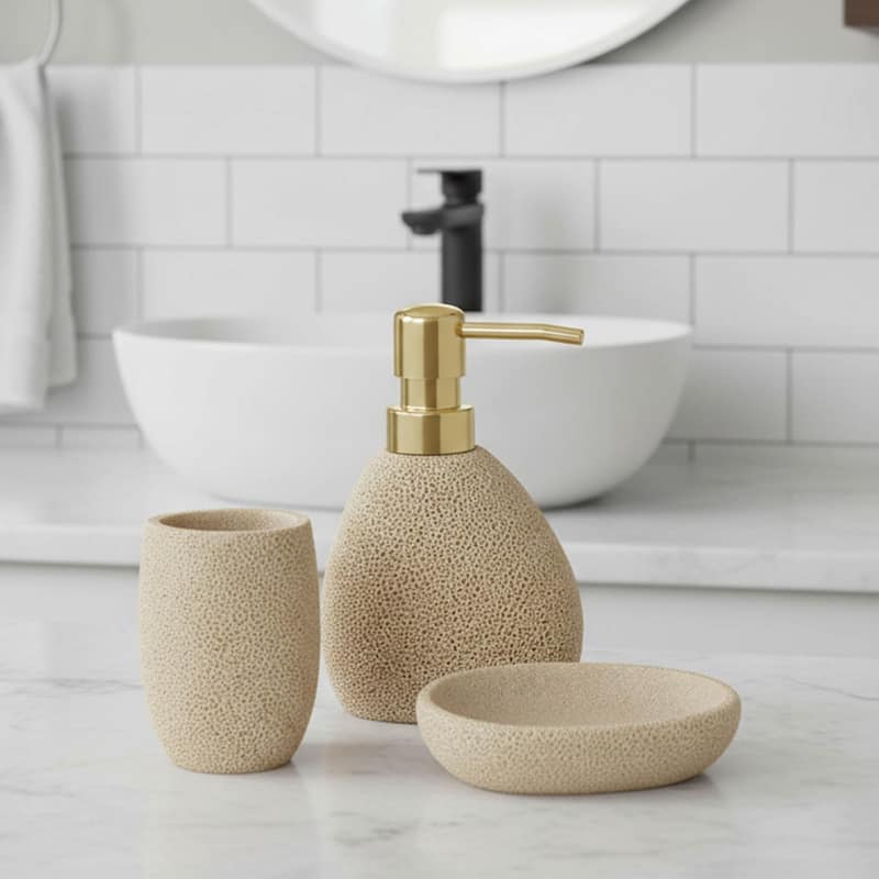 Stylish Sea Sponge Inspired Bathroom Accessory Set - Full Set 3 Pieces