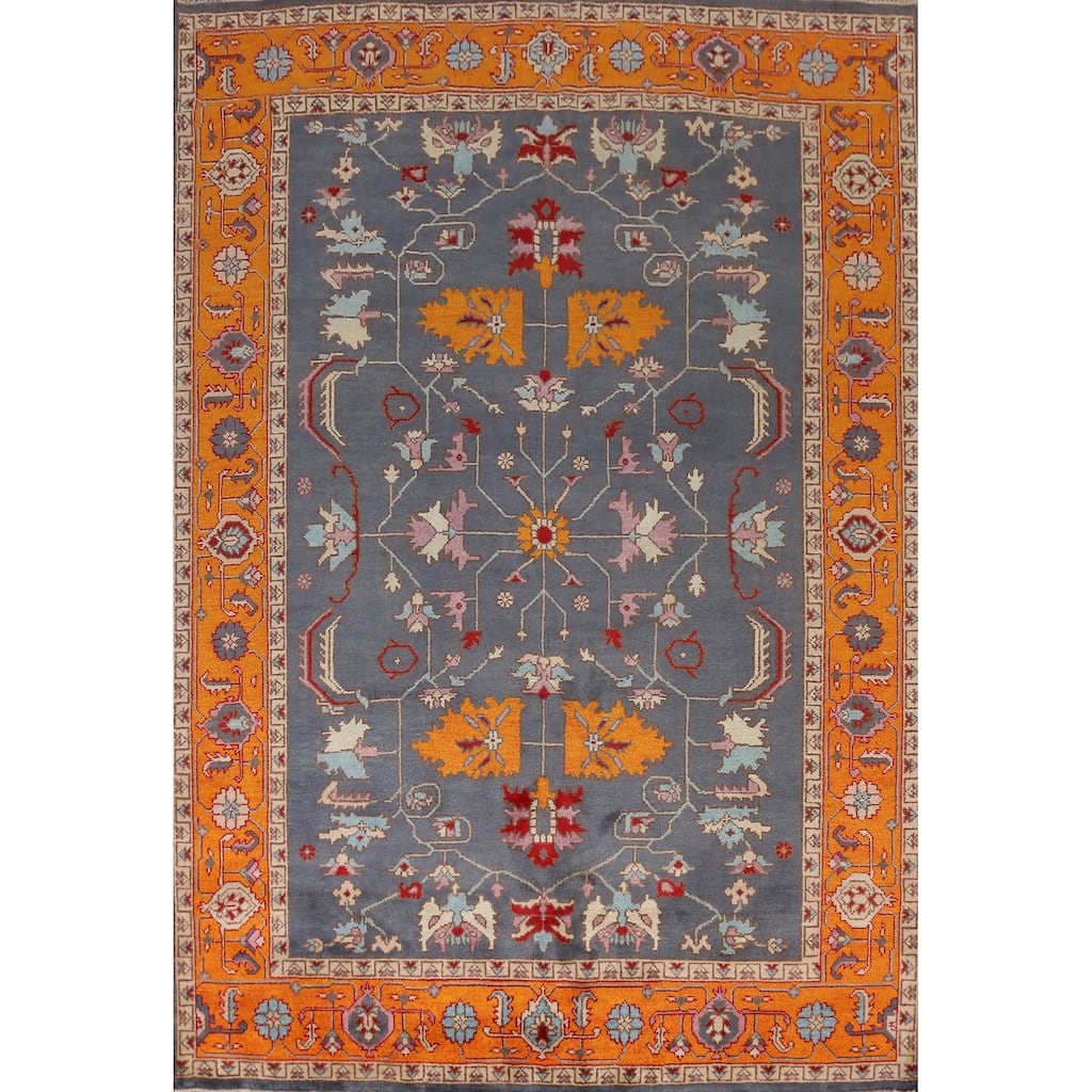 Blue Traditional Heriz Serapi Indian Area Rug Hand-Knotted Wool Carpet - 8'11" x 11'9"