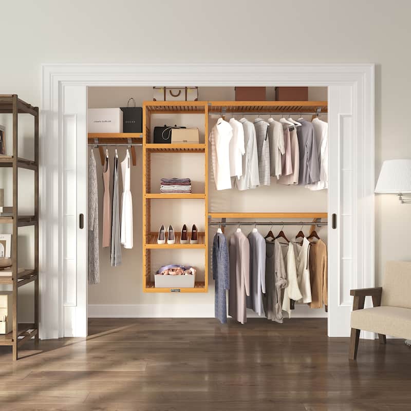 John Louis Home Solid Wood Walk-In Closet System Honey Maple