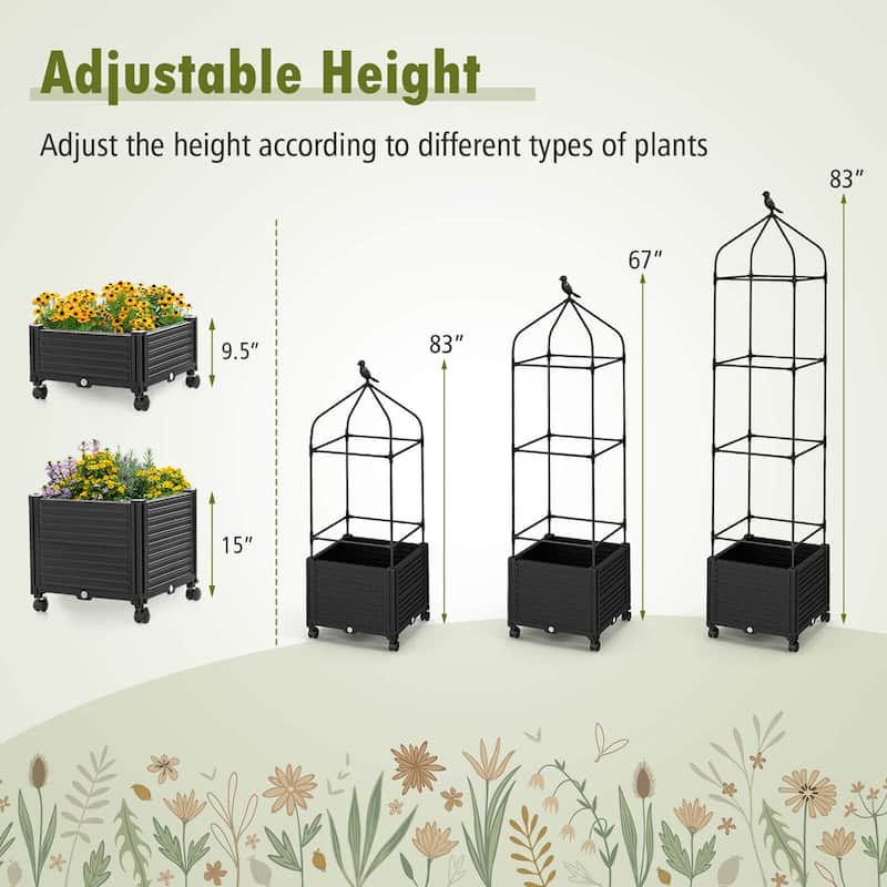 Costway 1/2 PCS Raised Garden Bed Tomato Cage Planter Box with