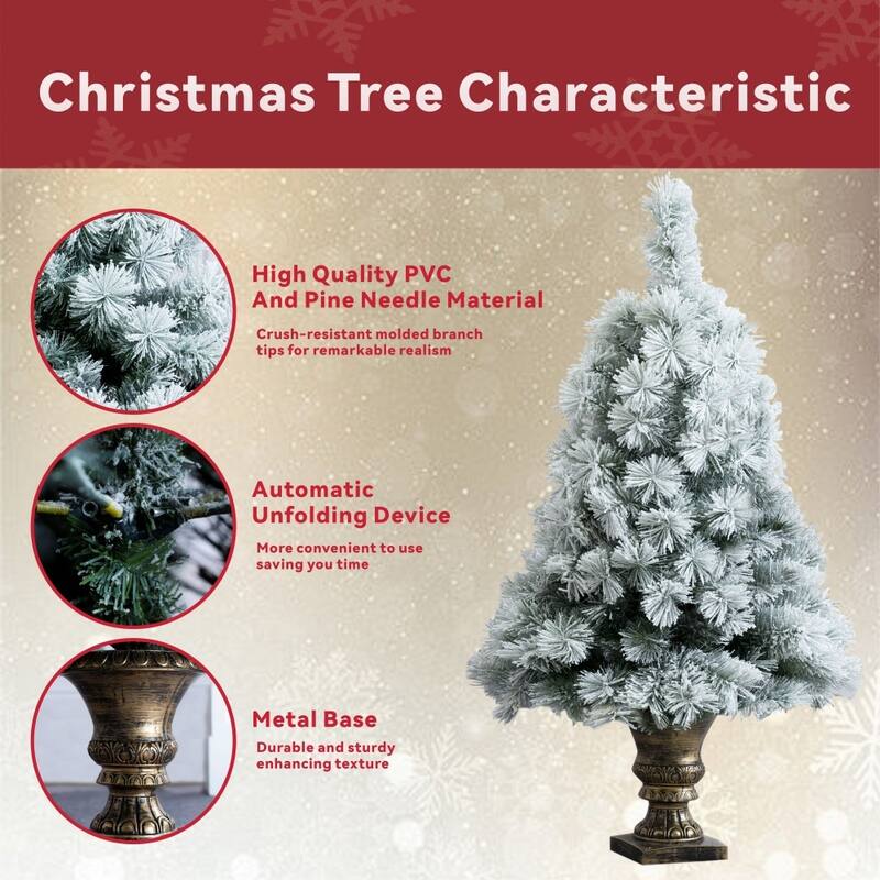 4FT White Artificial Pine Needle & PVC Festive Decor Christmas Tree