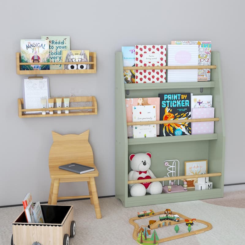 3 Tier Kids Book Shelf,Kids Book Rack,Helps Keep Bedrooms,Playrooms,And Classrooms Organized,Sage