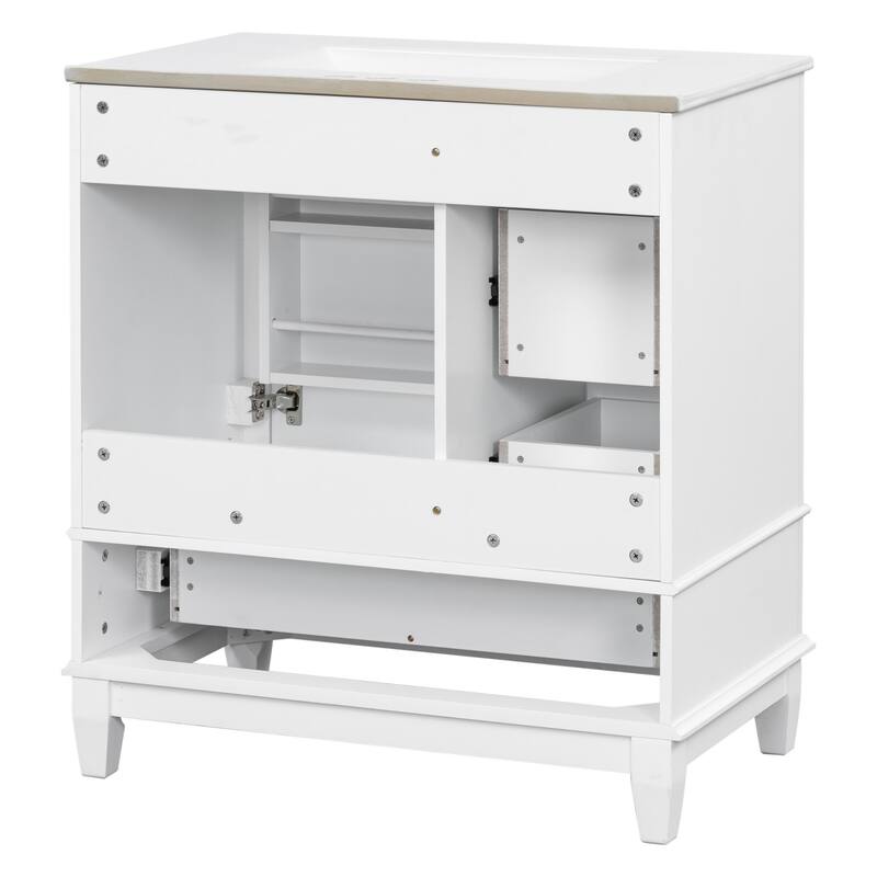 30 " Bathroom Vanity with Sink, Drawers, and Storage Shelves