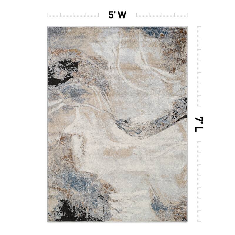 Neutral Desert Drift Area Rug for Living Room, Entryway, or Family Spaces - Easy to Clean and Comfortable Underfoot