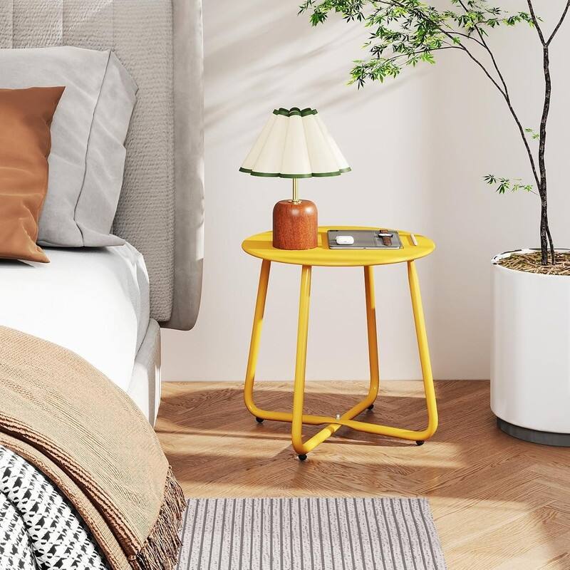 Outdoor Indoor End Table MetalW aterproof Round Side Table