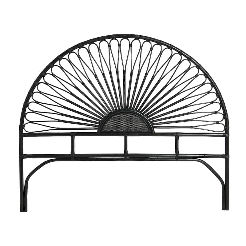 Rattan Headboard with Sunrise Design
