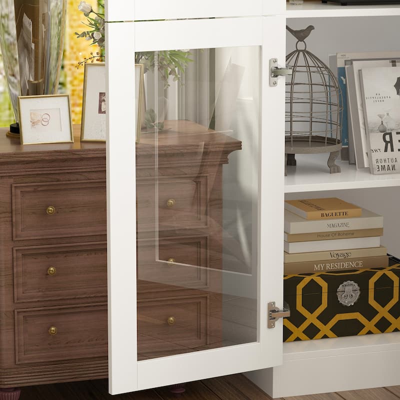 Elegant White Gold Corner Cabinet Display Cabinet Curio Curio Cabinet - 31.5"X78.7"