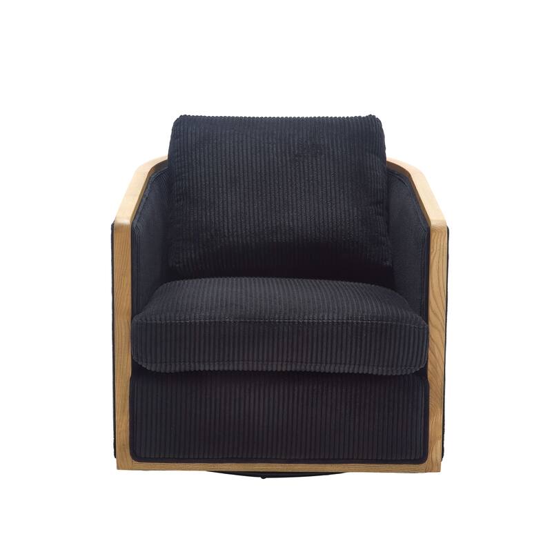 Corduroy Barrel Chair, Comfortable Living Room Accent Sofa Chair, 360 Degree Swivel Side Club Chair Leisure Arm Chair