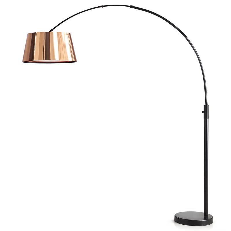 Orbita 82-In Retractable Arch Dimmable Floor Lamp include with15W LED Bulb - Empire Copper PVC Shade