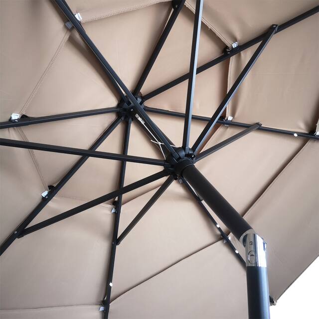 11FT Solar LED Lighted Patio Umbrella with 8 Ribs