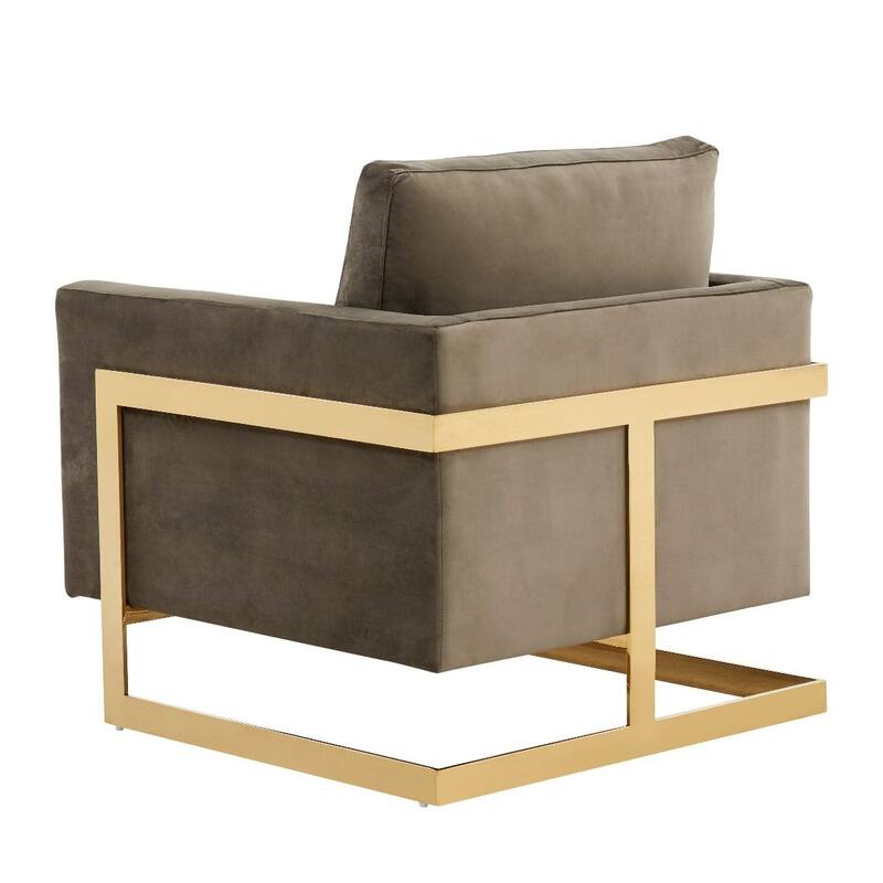 Lincoln Modern Velvet Upholstered Accent Designer Lounge Chair with Gold Frame for Living Room, Bedroom and Home Office - 34"