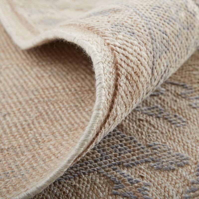 Tierney Eco Friendly PET Oushak Area Rug, Ivory Tan/Stone Blue