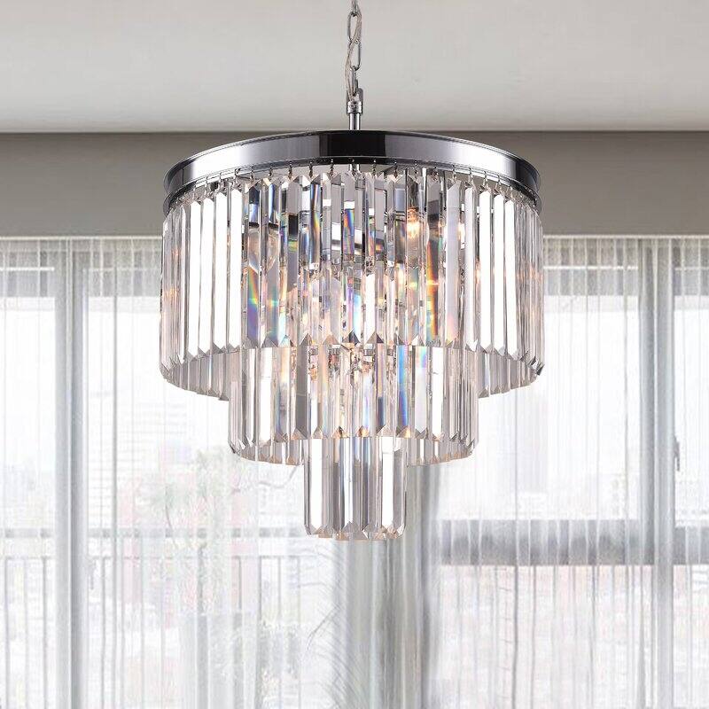 Maxax 7 - Light Unique Tiered Chandelier with Crystal Accents