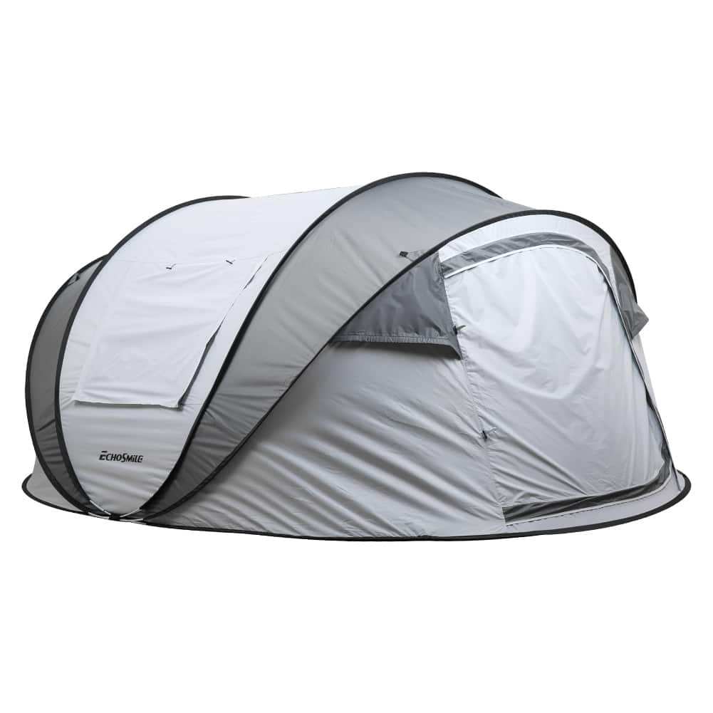 4-6 Persons Pop-Up Boat Tent can fit 2 sleeping bags/pads， with 4 Mesh windows and 2 doors