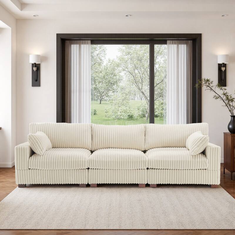 Plush Flannel Modular Sectional Sofa for Living Room