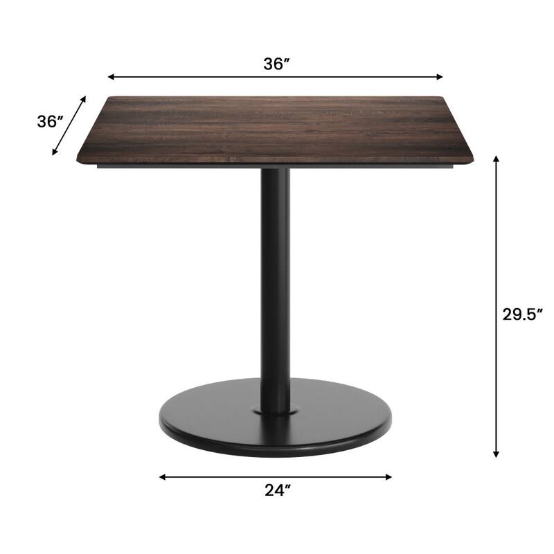 Commercial HPL Tabletop with Table Height Round Base - 36"W x 36"D x 29.5"H