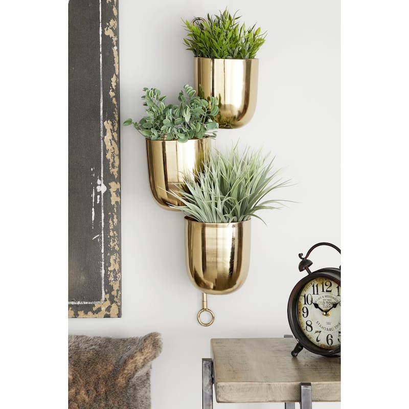 Metal Indoor Outdoor Layered Indoor Outdoor Wall Planter - Gold, Silver, Black, White - Roche River Decor