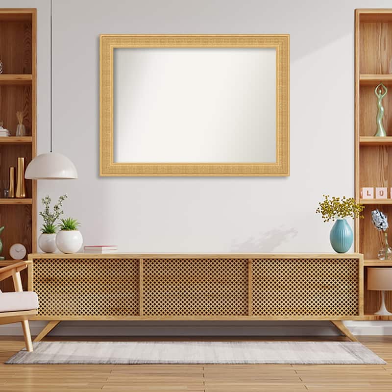 Trellis Non-Beveled Wood Framed Wall Mirror - Trellis Gold