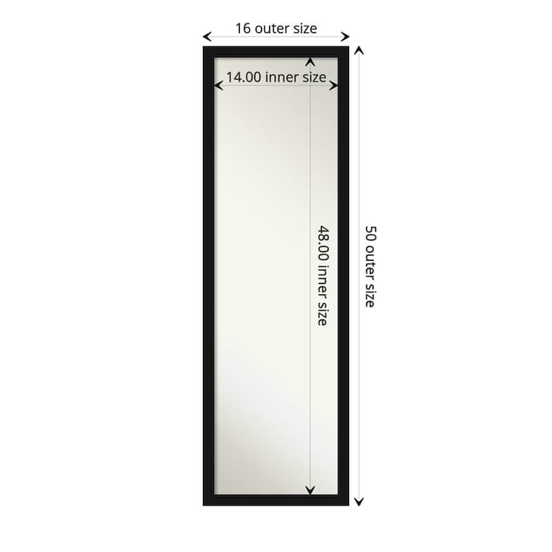 Non-Beveled Full Length On The Door Mirror - Avon Frame - Outer Size: 16 x 50 in - Avon Black Narrow