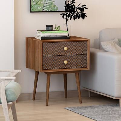3D Printed Elements Nightstand End Table with 2 Drawer