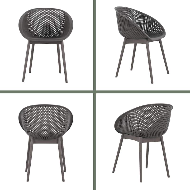 BNK Modern All-Weather PP Plastic Armchair With Mesh Hollow-Out, Indoor/Outdoor (Set of 2)