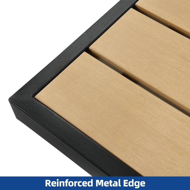 Moasis Faux Wood Tabletop Outdoor Rectangular Patio Dining Table for 4-6