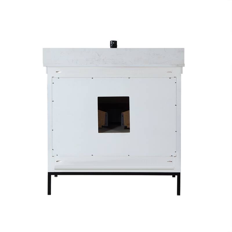 Altair Kesia Bathroom Vanity with White Composite Stone Top without Mirror