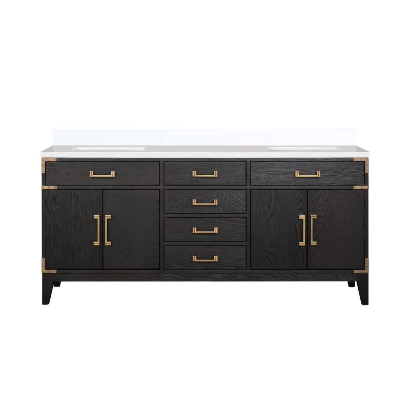 Laurel 60 in W x 22 in D Black Oak Double Bath Vanity and Cultured Marble Top