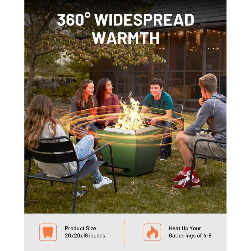 Cyberpit One 20 inch Smokeless Fire Pit, Wood Burning Fireplaces w/ Pull-Out Ash Pan, Portable Outdoor Firepits