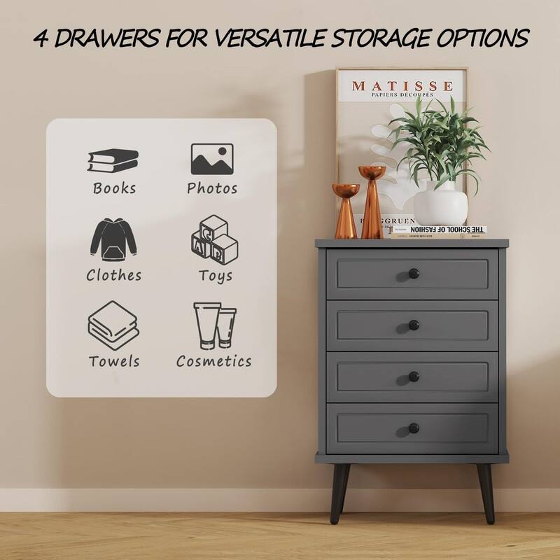 Wood Dresser with 4 Drawers