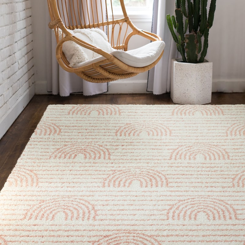 Mod-Tod Hailey Kids Rainbow Print Shag Berber Area Rug