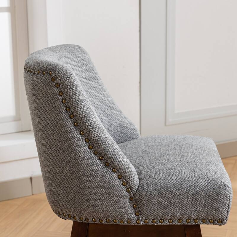 GDF Studio - Meryn Upholstered 26-Inch Counter Height Swivel Bar Stools with Curved Back (Set of 2)