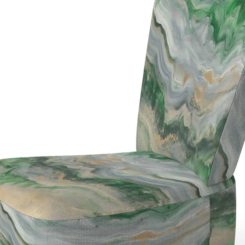 Designart "Coast Blue Sea Waves Watercolour" Upholstered Abstract Accent Chair - Modern Arm Chair For Bedroom