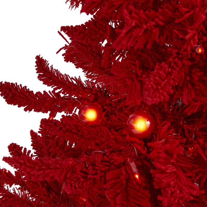 4' Pre-Lit Red Artificial Christmas Tree, Multicolor Lights - 4 Foot