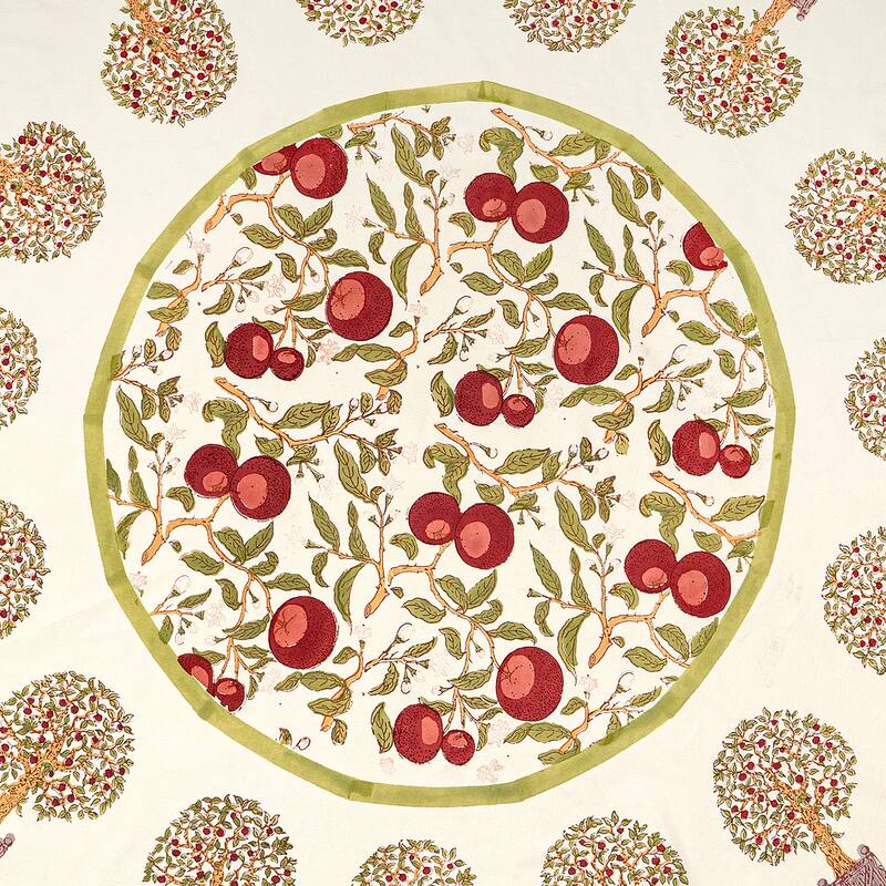Couleur Nature Orange Tree Tablecloth - Red/Green