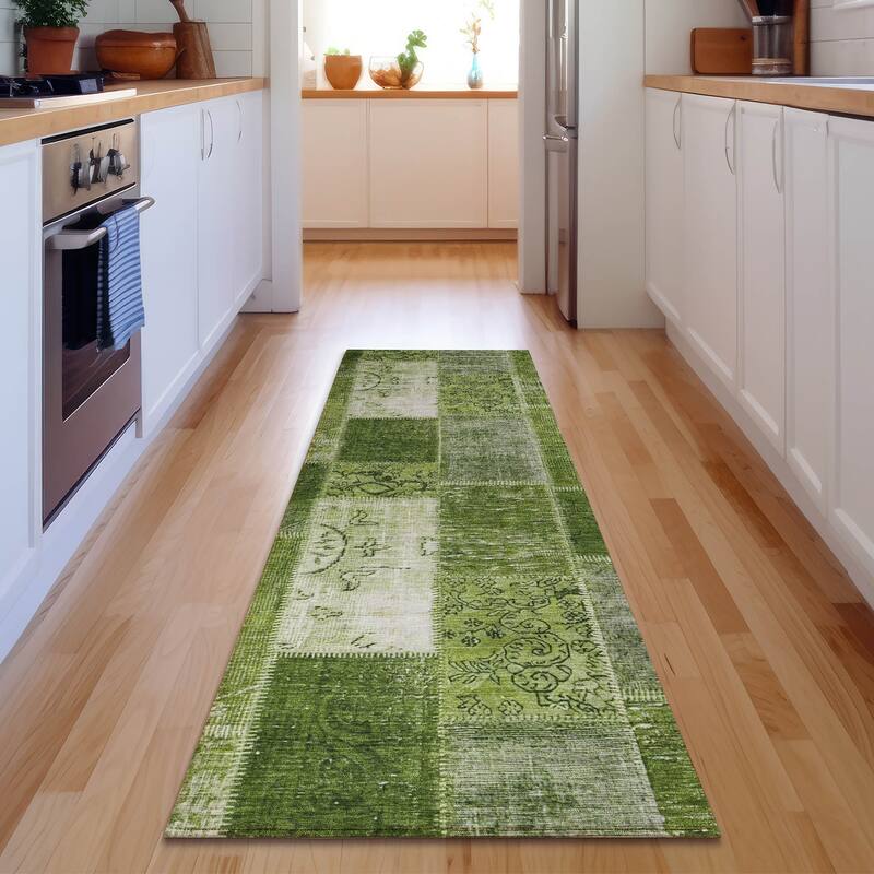 Premium Washable Super Soft Vintage Boho Mayfield Rug - Olive - 2' 3" x 7' 6" - Runner