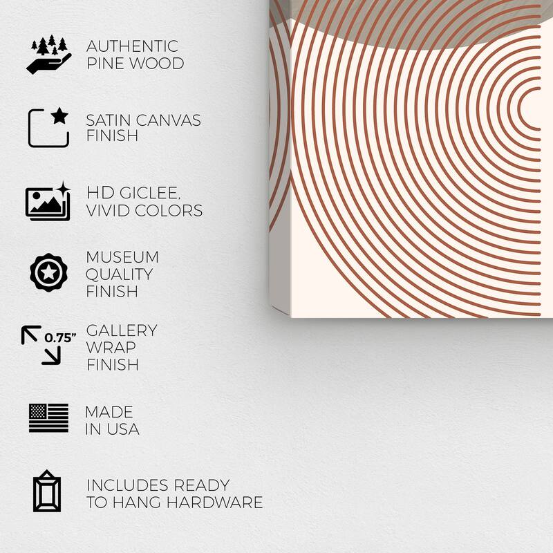 Wynwood Studio Canvas Abstract Print Sun Lines Pink and Pastel Pink Mid-Century Modern Wall Art Canvas Print
