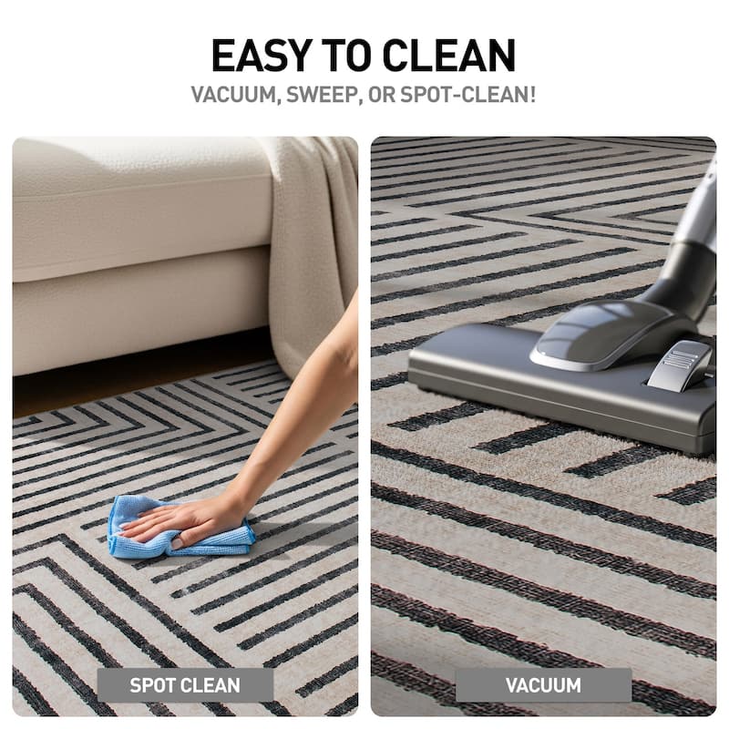 World Rug Gallery Distressed Bohemian Stripes Washable Non-Slip Area Rug