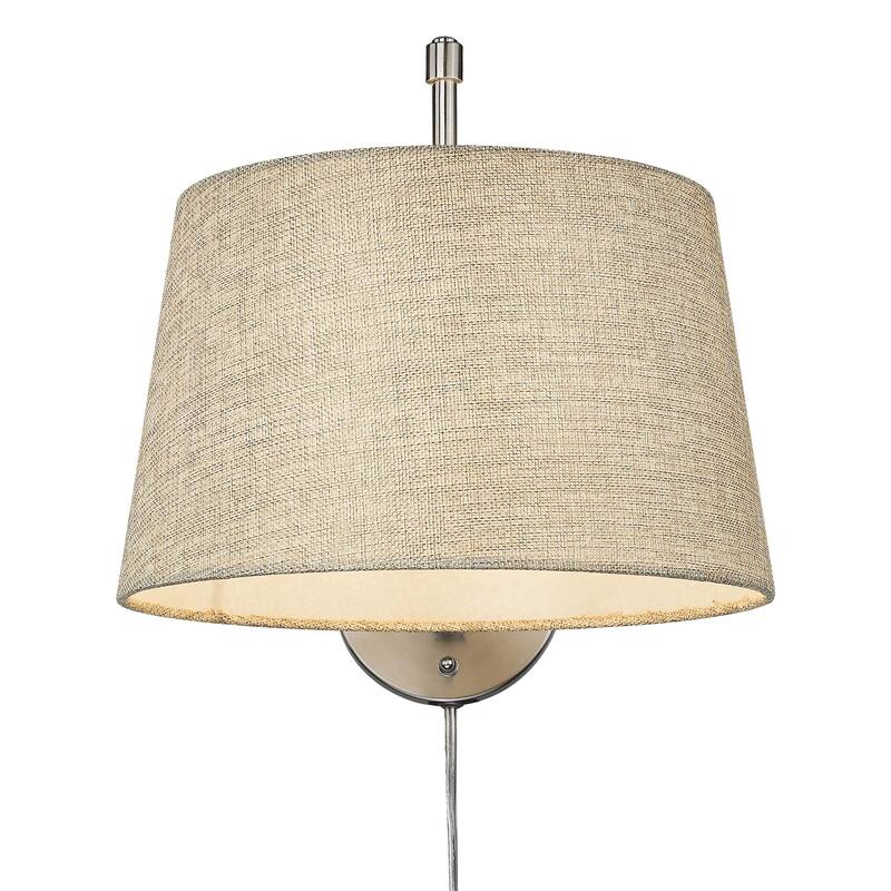 Wry Lighting Ryleigh 1-light Swing Arm Wall Lamp in Pewter and Natural Sisal shade - 1 Light Articulating Wall Sconce