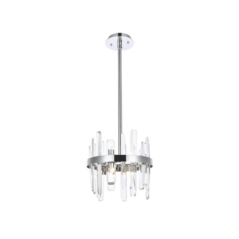 Indigo Home 12 inch crystal round pendant - Chrome
