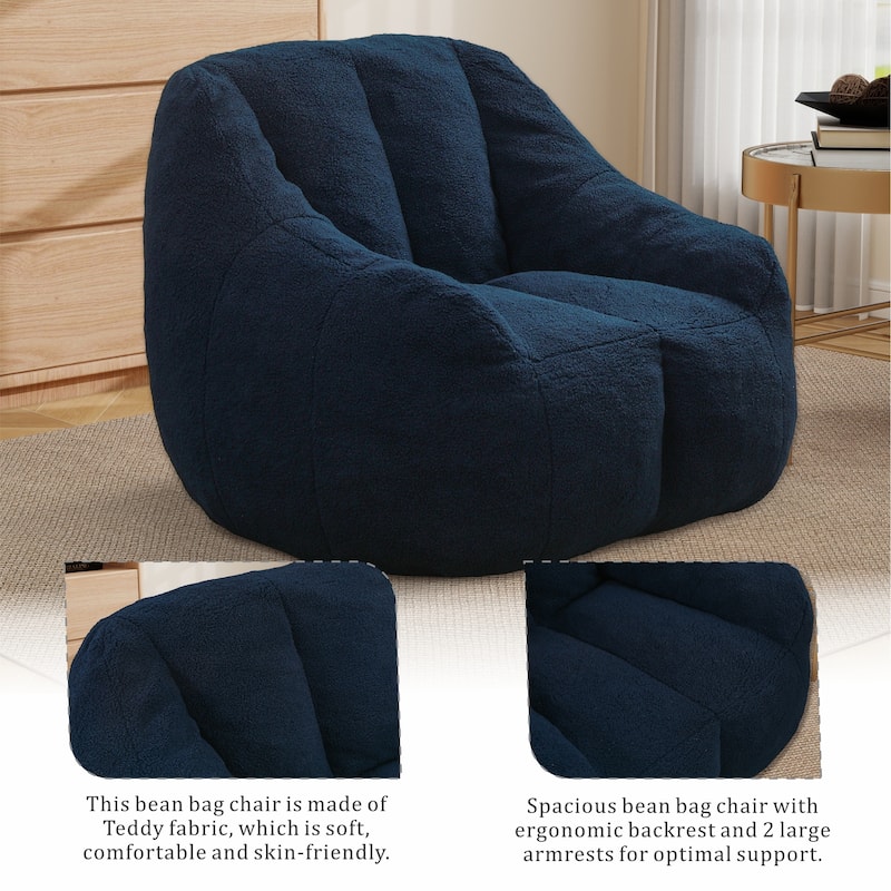 Upholstered Bean Bag Chair,Modern Lazy Floor Sofa Chair