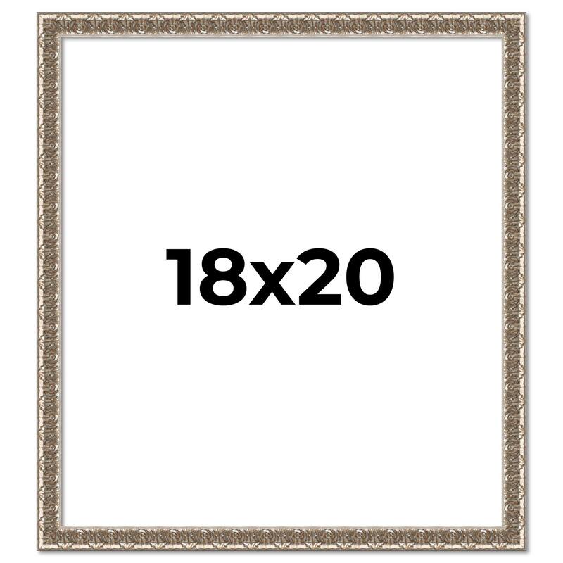 18x20 Frame Silver Versailles Ornate Solid Wood Picture Frame | 1 Inch
