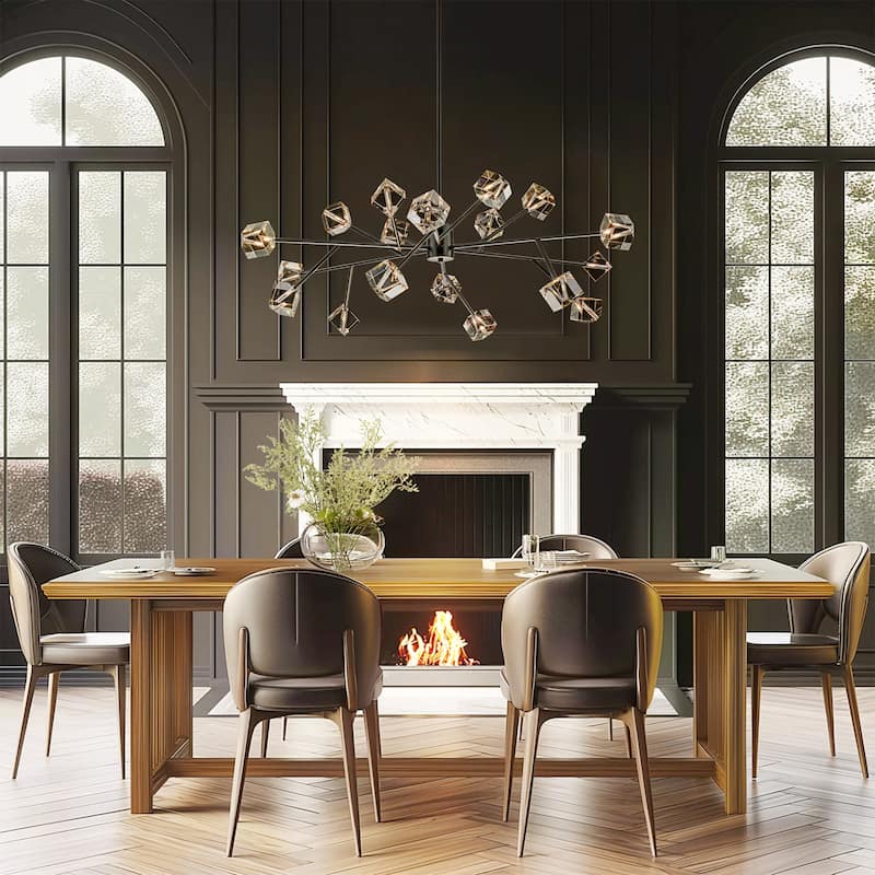 18-Light Modern Glam Luxury Sputnik Linear Cluster Crystal Chandelier for Dining Room/Living Room