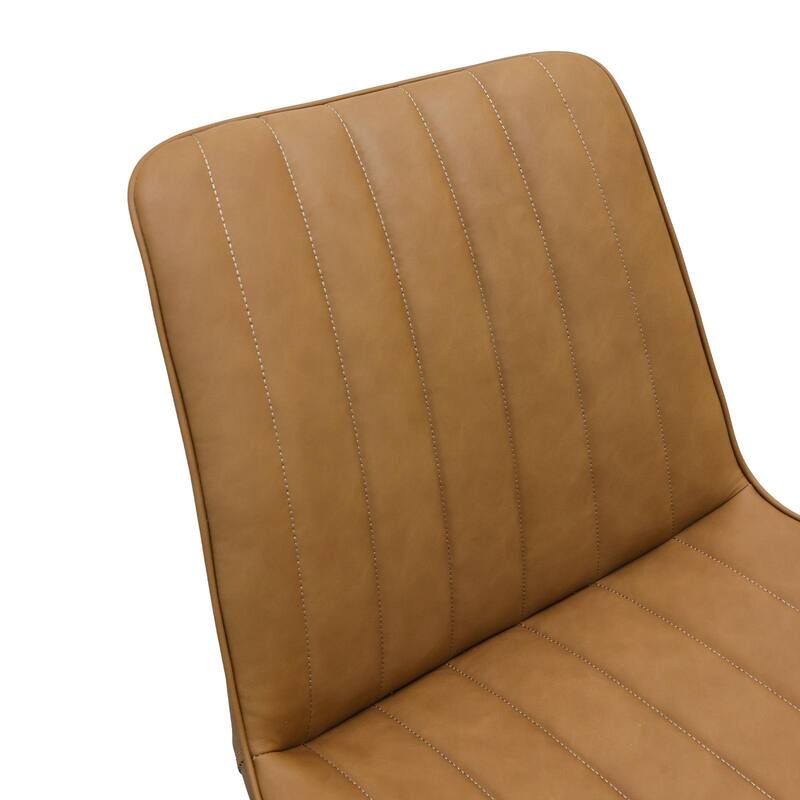 Leather Side Chair Brown Kitchen Chair Office Chair Dressing Chair Set of 4 Dining Chair with Metal Legs