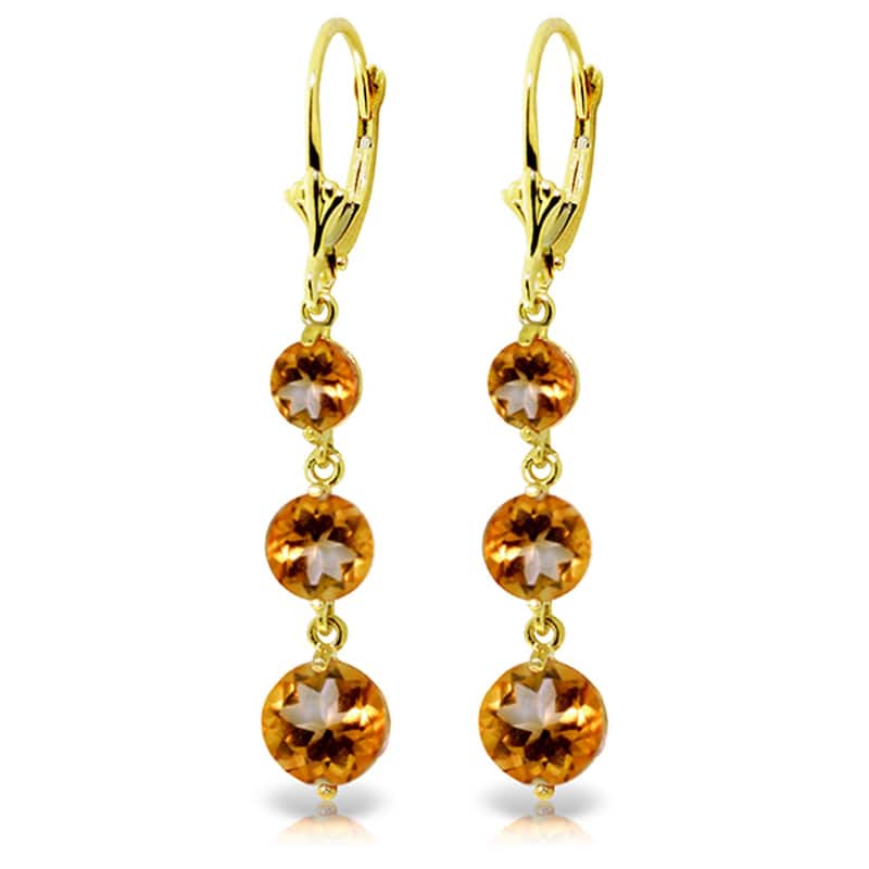 7.2 Carat 14K Solid Gold Chandelier Citrine Gemstone Earrings - Yellow