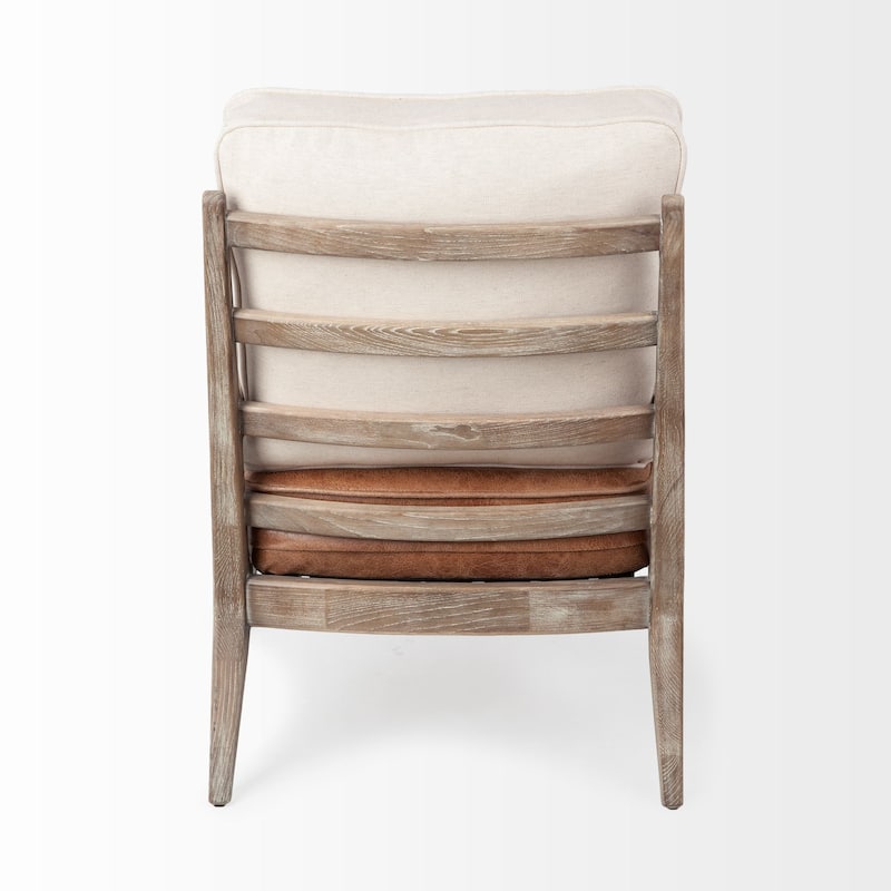 HomeRoots 24" Beige and Brown And Brown Leather Arm Chair - 24.01' X '32.28' X '31.88