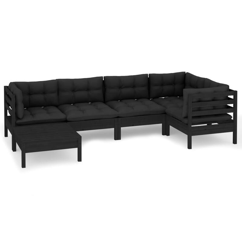 vidaXL Solid Pinewood Patio Lounge Set 7 Piece with Cushions Multi Colors - 25" x 25" x 24.6"