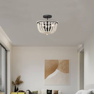 Acroma 3 Light 12In Beaded Semi Flush Mount Lights-UL Certified
