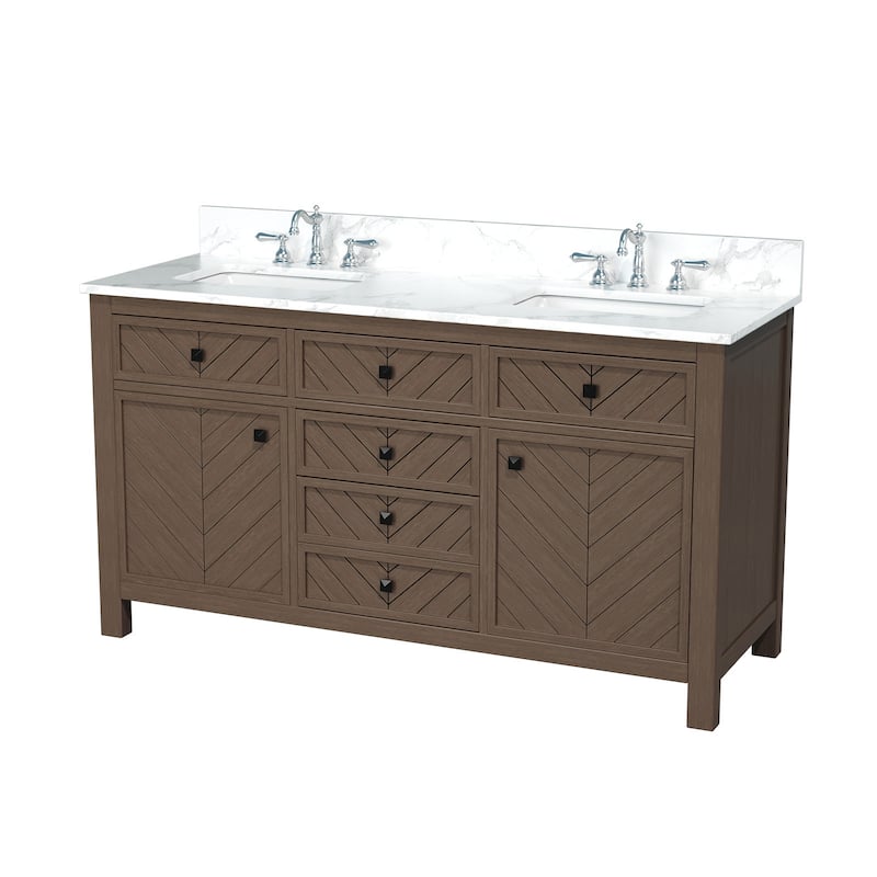 60-inch Modern Double Bathroom Vanity Crafted with Solid Wood Frame