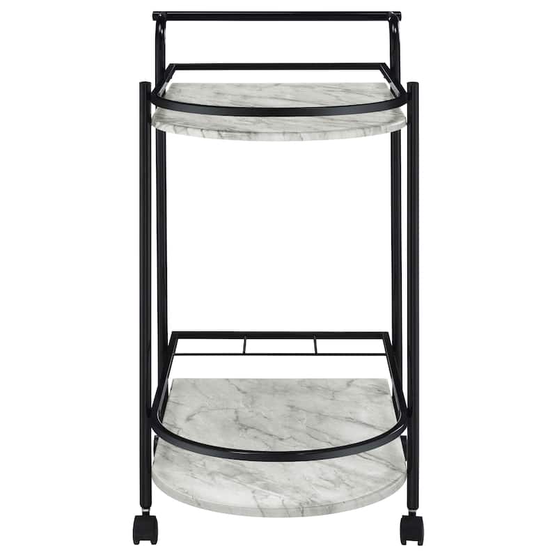 Desiree 2-tier Faux Marble Shelf Metal Bar Cart